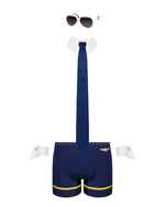 Еротичний костюм пілота Obsessive Pilotman set 2XL/3XL, боксери, манжети, комір з краваткою, окуляри