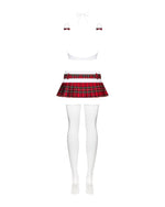 Еротичний костюм школярки з мініспідницею Obsessive Schooly 5pcs costume L/XL, біло-червоний, топ, с