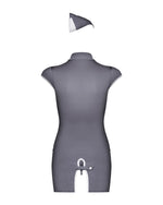 Еротичний костюм стюардеси Obsessive Stewardess 3 pcs grey L/XL, сірий, сукня, стрінги, пілотка
