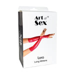 Вінілові мітенки Art of Sex - Lora довгі, размер L, колір червоний