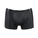 Чоловічі шкіряні боксери з блискавками Passion 049 SHORT MATT XXL/XXXL Black