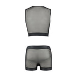 Комплект чоловічої білизни на шнурівці Passion 053 SET WILLIAM XXL/XXXL Black, жилет, боксери
