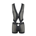 Комплект чоловічої білизни на шнурівці Passion 053 SET WILLIAM XXL/XXXL Black, жилет, боксери