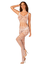 Сітчастий бодістокінг з імітацією топа та шортів Obsessive Bodystocking G330 XL/XXL, white, з доступом