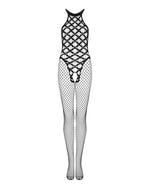 Сітчастий бодістокінг з імітацією боді Obsessive Bodystocking G332 S/M/L, black, з доступом