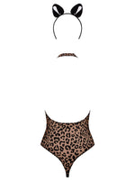 Еротичний костюм леопарда Obsessive Leocatia teddy S/M, боді, обруч з вушками