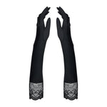 Високі рукавички з каменями та мереживом Obsessive Miamor gloves, black