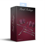 Набір для БДСМ Feral Feelings BDSM Kit 3 Burgundy, наручники, поножі, хрестовина