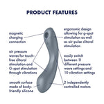 Вакуумний стимулятор з вібрацією Satisfyer Curvy Trinity 1 Bluegrey, іграшка 3в1