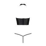 Комплект білизни з відкритими грудьми Passion GENEVIA SET WITH OPEN BRA XXL/XXXL black, корсет, стрі