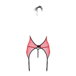 Корсет з пажами для панчіх Passion PEONIA CORSET S/M red, стрінги