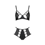 Комплект білизни Passion TASMINA SET XXL/XXXL black, ліф, високі трусики з корсетом ззаду