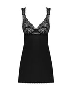 Сорочка бебі-дол з мереживом на грудях Obsessive Donna Dream babydoll XL/2XL Black, стрінги
