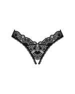 Мереживні стрінги Obsessive Donna Dream crotchless thong XL/2XL Black, відкритий доступ