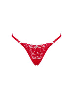 Мереживні стрінги Obsessive Lacelove thong XS/S Red, низька посадка