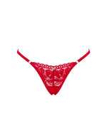 Мереживні стрінги Obsessive Lacelove thong XL/2XL Red, низька посадка