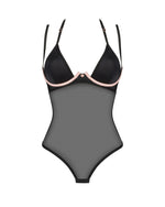 Прозоре боді Obsessive Selinne teddy M/L Black, дрібна сітка, подвійні бретелі