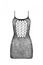 Ажурна мінісукня на тонких бретелях Passion BS096 One Size, white, плетіння на грудях