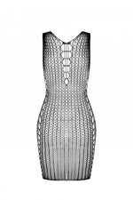 Мінісукня з вертикальним візерунком Passion BS097 One Size, white, плетіння з боків