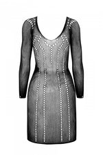 Напівпрозора мінісукня Passion BS101 One Size, black, рукави-мітенки