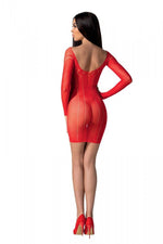 Напівпрозора мінісукня Passion BS101 One Size, red, рукави-мітенки