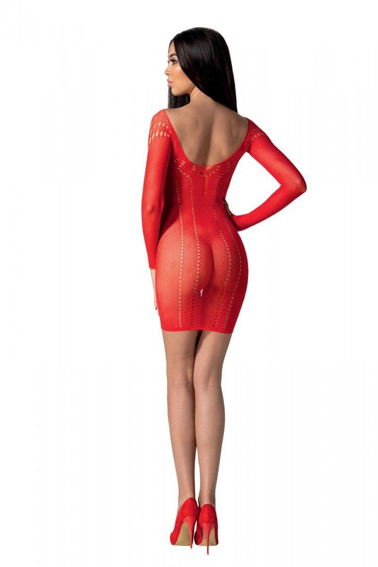 Напівпрозора мінісукня Passion BS101 One Size, red, рукави-мітенки