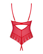 Боді з доступом Obsessive Ingridia crotchless teddy M/L, червоне, відкриті груди