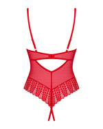 Боді з доступом Obsessive Ingridia crotchless teddy XL/2XL, червоне, відкриті груди