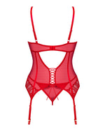 Комплект корсет та стрінги Obsessive Ingridia corset & thong M/L, червоний