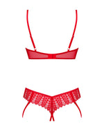 Комплект Obsessive Ingridia 2-pcs crotchless set XL/2XL, червоний, з доступом, відкриті груди