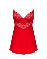 Пеньюар Obsessive Ingridia chemise & thong M/L, червоний, сорочка, стрінги
