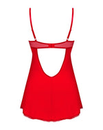 Пеньюар Obsessive Ingridia chemise & thong M/L, червоний, сорочка, стрінги
