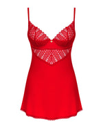 Пеньюар Obsessive Ingridia chemise & thong XL/2XL, червоний, сорочка, стрінги