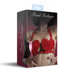 Ліф Серце з натуральної шкіри Feral Feelings - Hearts Bra Red