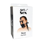 Кляп-маска з пластиковою кулею Art of Sex - Slave, Натуральна шкіра