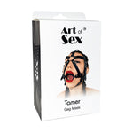 Кляп-маска з силіконовим кільцем Art of Sex - Tamer, Натуральна шкіра