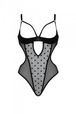Еротичне боді Passion MARINA BODY, XXL/XXXL, black, з відкритими чашками