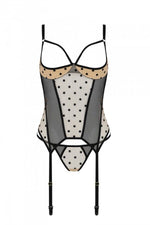 Корсет Passion MARINA CORSET, S/M, beige, з відкритими чашками