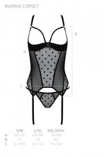 Корсет Passion MARINA CORSET, L/XL, black, з відкритими чашками