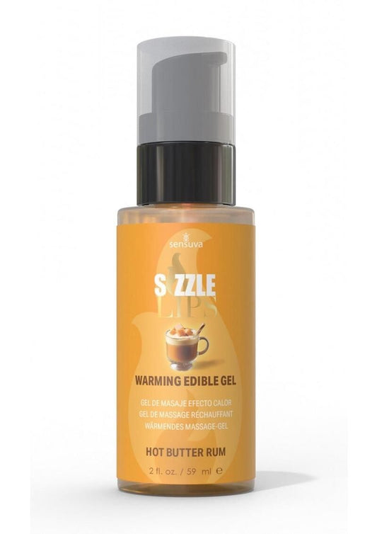 Зігрівальний масажний гель Sensuva — Sizzle Lips Butter Rum, без цукру, їстівний