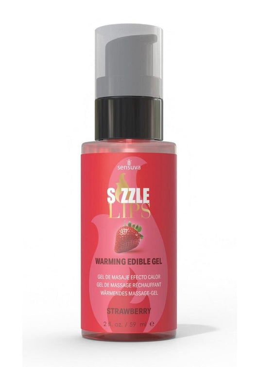 Зігрівальний масажний гель Sensuva Sizzle Lips Strawberry, без цукру, їстівний