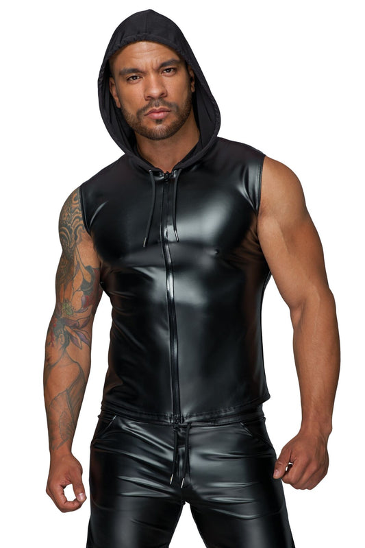 Чоловіча безрукавка з капюшоном Noir Handmade H062 Hooded Shirt, S, мокрий ефект
