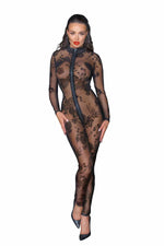 Сітчастий бодістокінг Noir Handmade F237 Long tulle overall, S