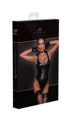 Боді з мокрим ефектом Noir Handmade F244 Powerwetlook body with high cut bottom hem, S