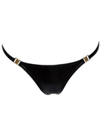 Трусики з мокрим ефектом Noir Handmade P008 Powerwetlook panty with gold clasp, S, на застібках