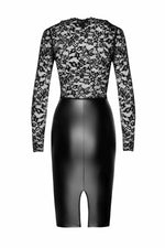 Сукня Noir Handmade F295 Euphoria, L, black, мереживо, глибоке декольте, спідниця міді під латекс