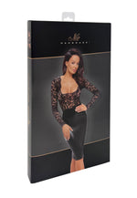 Сукня Noir Handmade F295 Euphoria, 3XL, black, мереживо, глибоке декольте, спідниця міді під латекс