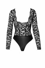 Боді Noir Handmade F296 Psyche, S, мереживо, довгий рукав, низ під латекс, з доступом