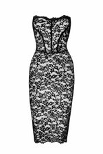 Сукня Noir Handmade F301 Catalyst, S, black, міді, мереживо, відкриті плечі, шнурівка на спині