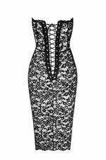 Сукня Noir Handmade F301 Catalyst, L, black, міді, мереживо, відкриті плечі, шнурівка на спині